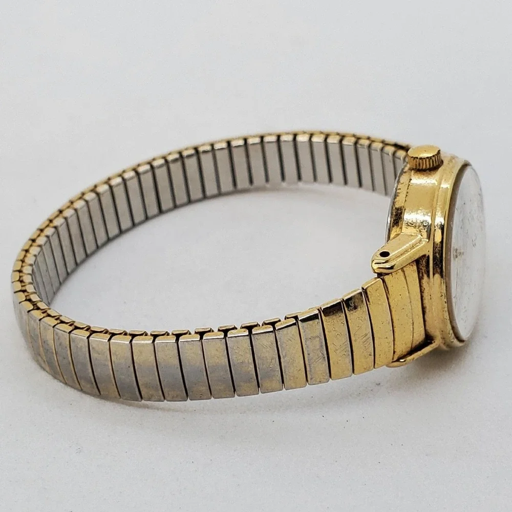 ACQUA Timex 24MM Watch Women White‎ Dial Gold Tone Case Bracelet 6